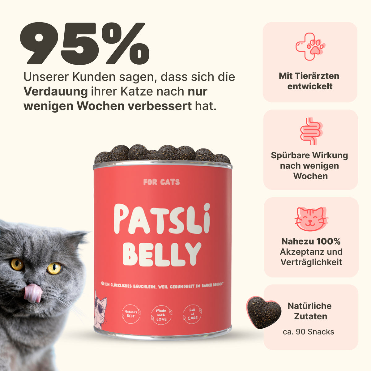 Patsli Belly Verdauungs-Snack für Katzen, bei Durchfall & empfindlichem Bauch
