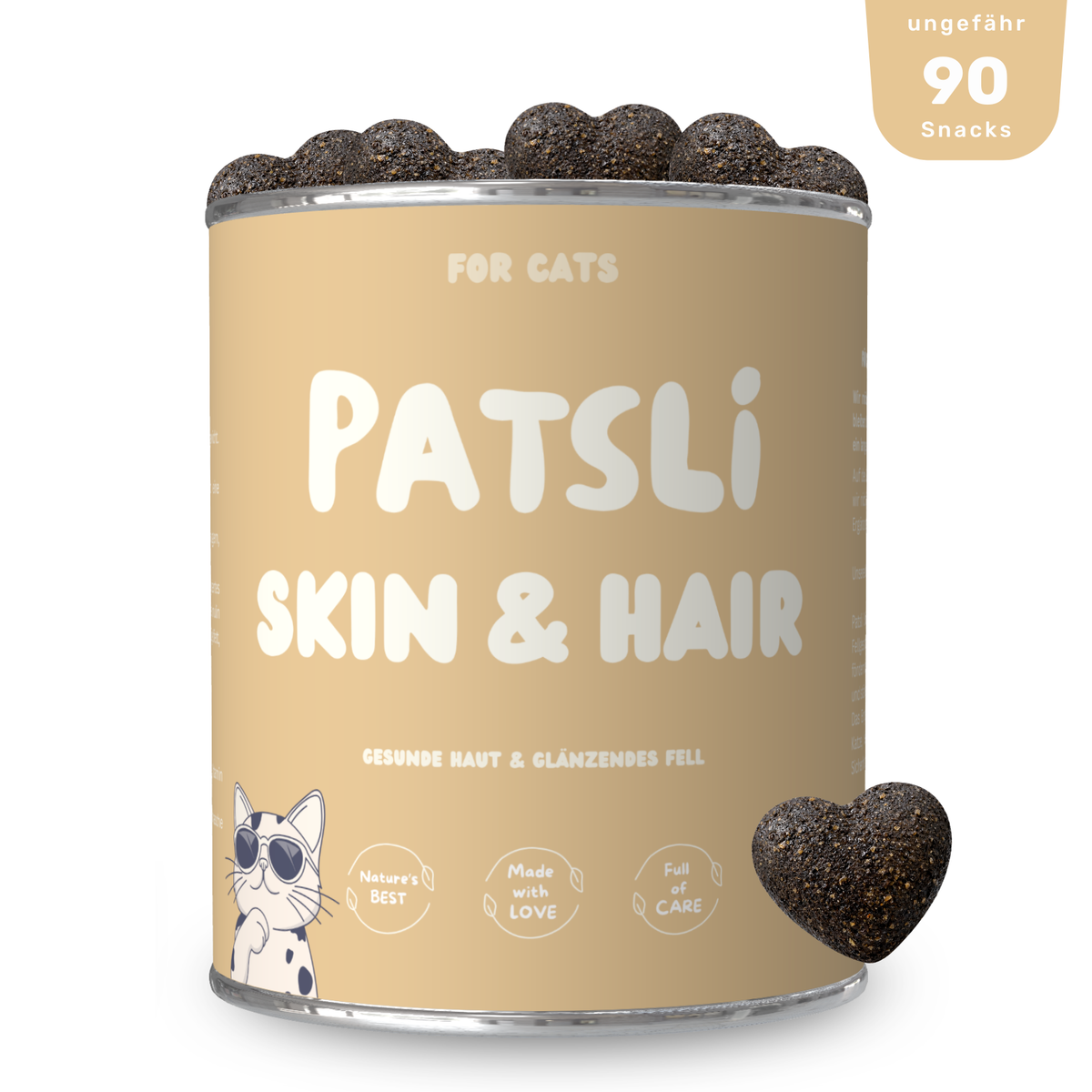 Patsli Skin & Hair Fell-Snack für Katzen, für glänzendes Fell & gesunde Haut