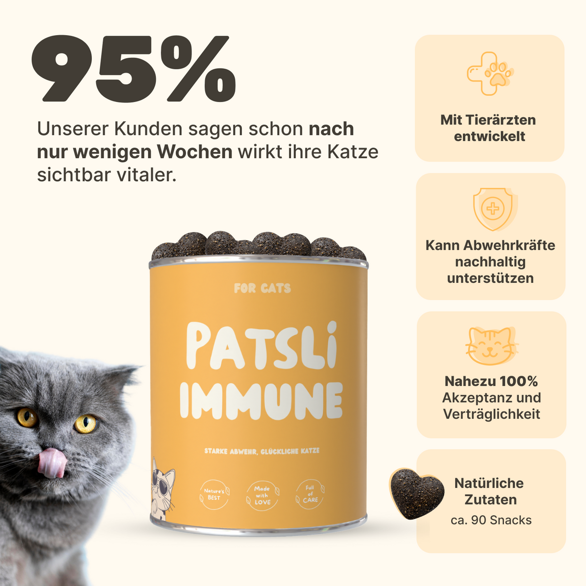 Patsli Immune Immun-Snack für Katzen, zur Stärkung der Abwehrkräfte